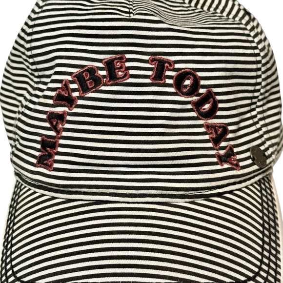 Roxy Striped Maybe Today Embroidered Black and White Snap Back Ball Cap - Picture 2 of 8